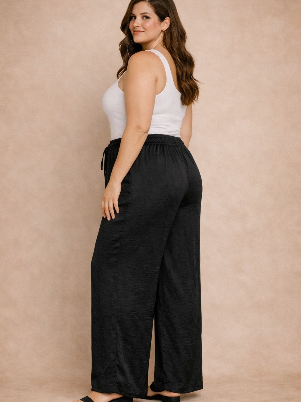 a new day Black Wide-Leg Drawstring Pants